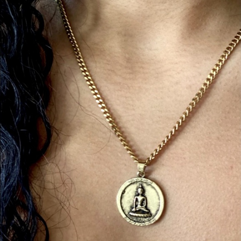 Buddha Coin Necklace Brass